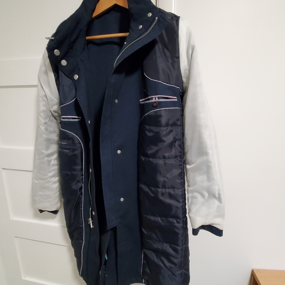 Last One! Zara Dark Blue Quilted Winter Parka Coat Medium - Picture 7 of 12